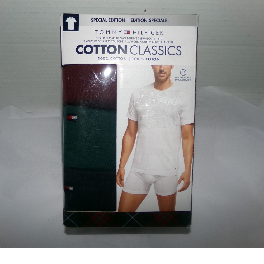 NIB Tommy Hilfiger Mens SZ LRG 3-Pack Cotton Classics Crewneck T-Shirts